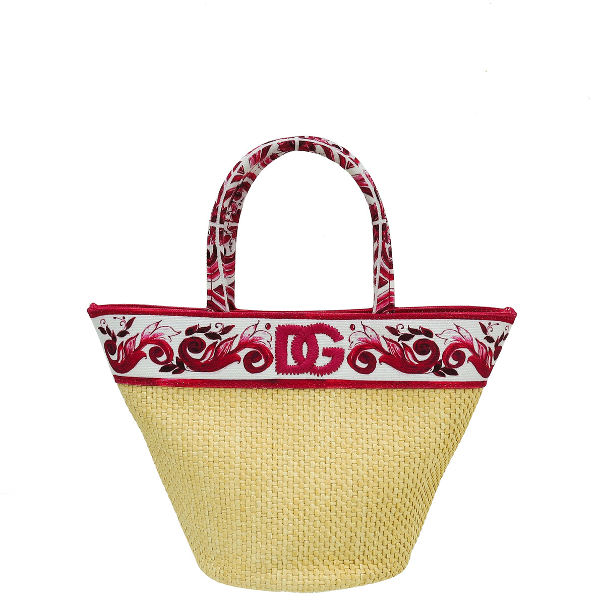 Dolce & Gabbana Tricolor Bambino Majolica Print Straw Bag-Dolce & Gabbana-THE CLOSET
