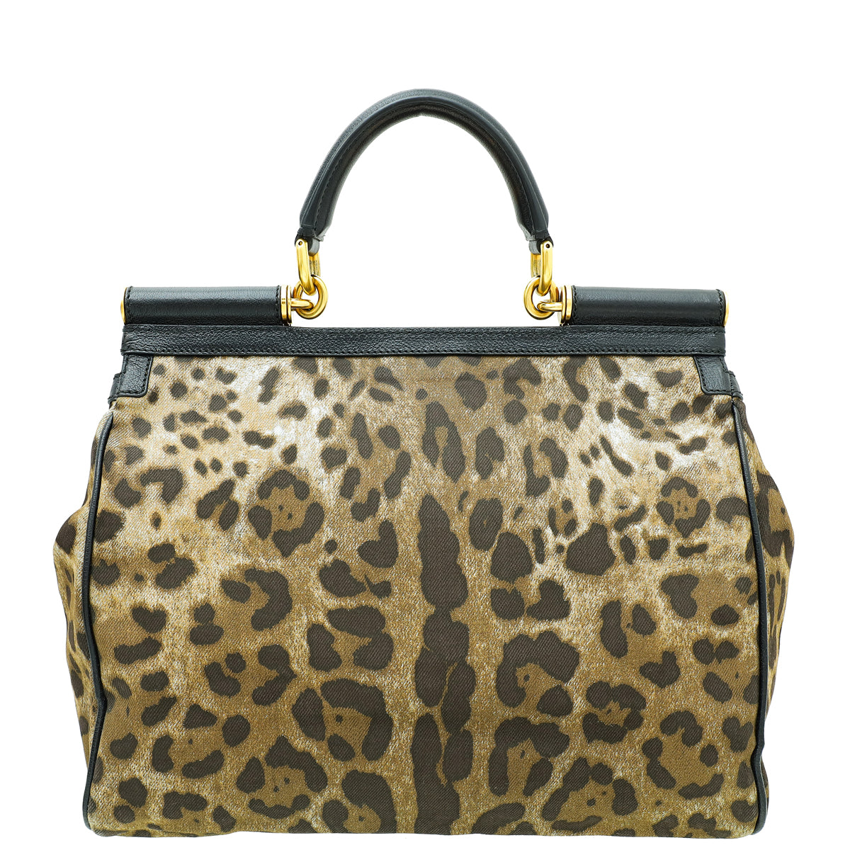 Dolce & Gabbana Bicolor Denim Leopard Print Miss Sicily Large Bag-Dolce & Gabbana-THE CLOSET
