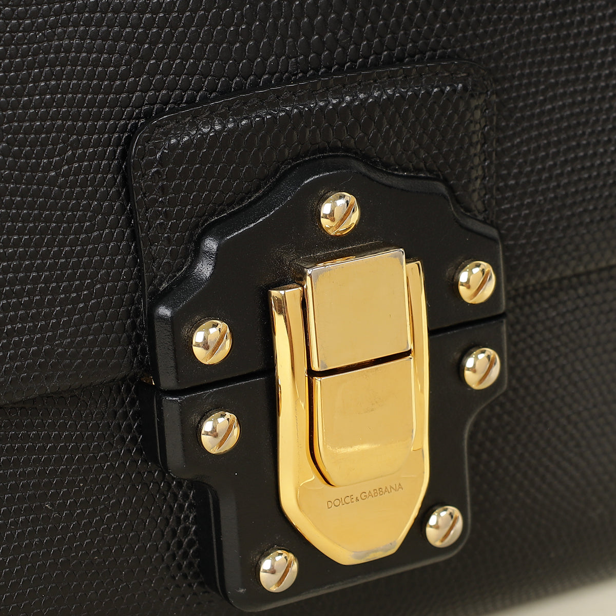 Dolce & Gabbana Black Iguana Print Lucia Bag