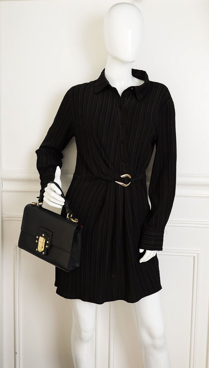 Dolce & Gabbana Black Iguana Print Lucia Bag