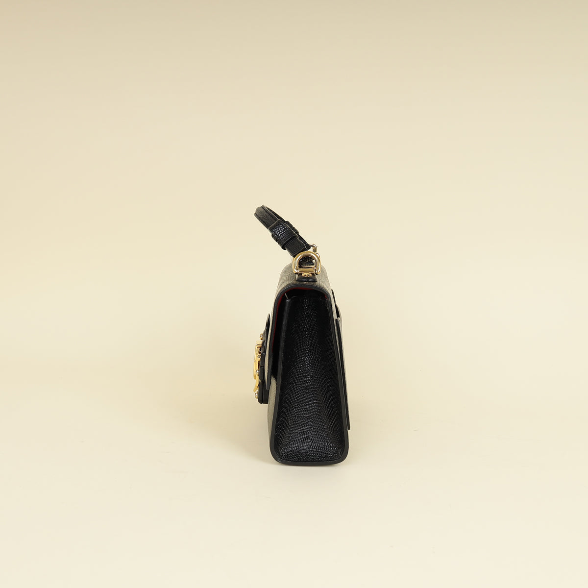 Dolce & Gabbana Black Iguana Print Lucia Bag