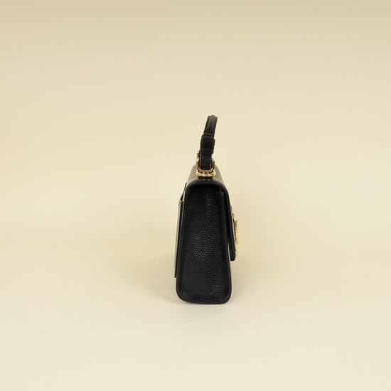 Dolce & Gabbana Black Iguana Print Lucia Bag