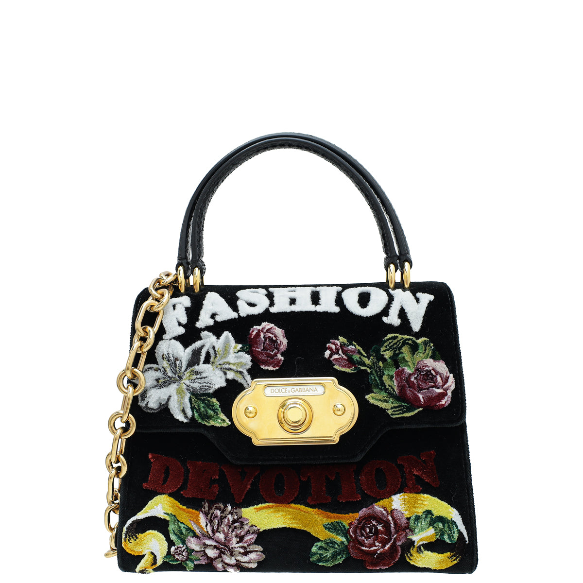 Dolce & Gabbana Multicolor Velvet and Python Handle Welcome Fashion Devotion Top Handle Bag-Dolce & Gabbana-THE CLOSET
