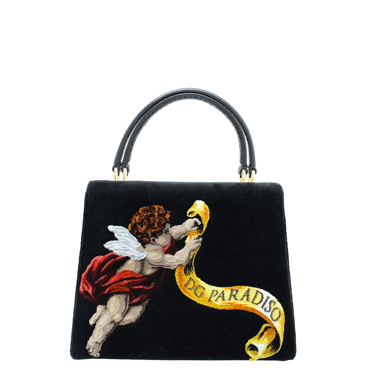 Dolce & Gabbana Multicolor Velvet and Python Handle Welcome Fashion Devotion Top Handle Bag