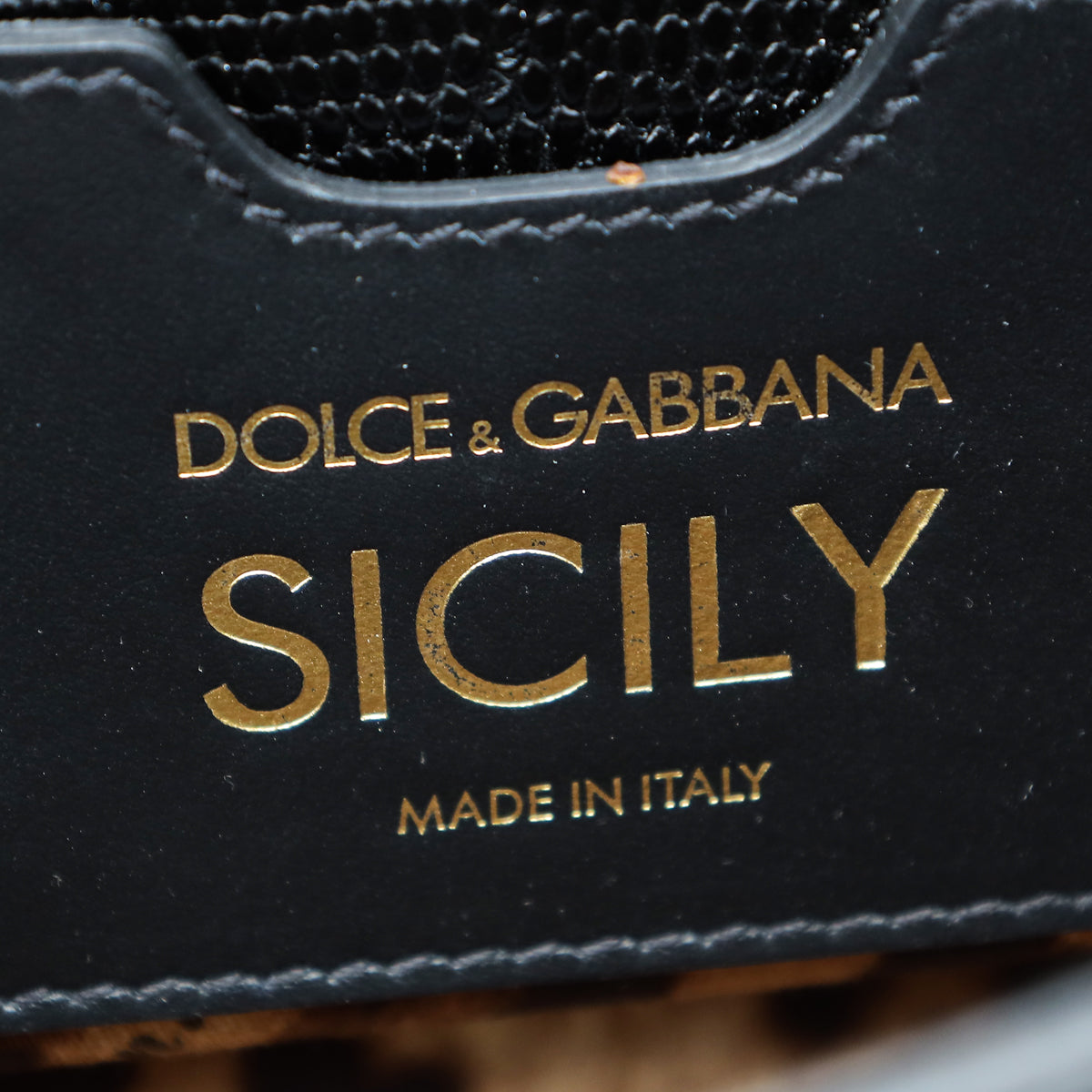 Dolce & Gabbana Black Lizard Print DG Crystal Sicily Bag