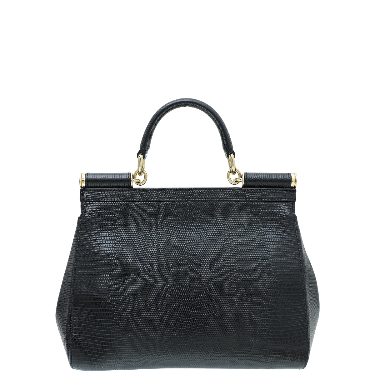 Dolce & Gabbana Black Lizard Print DG Crystal Sicily Bag-Dolce & Gabbana-THE CLOSET