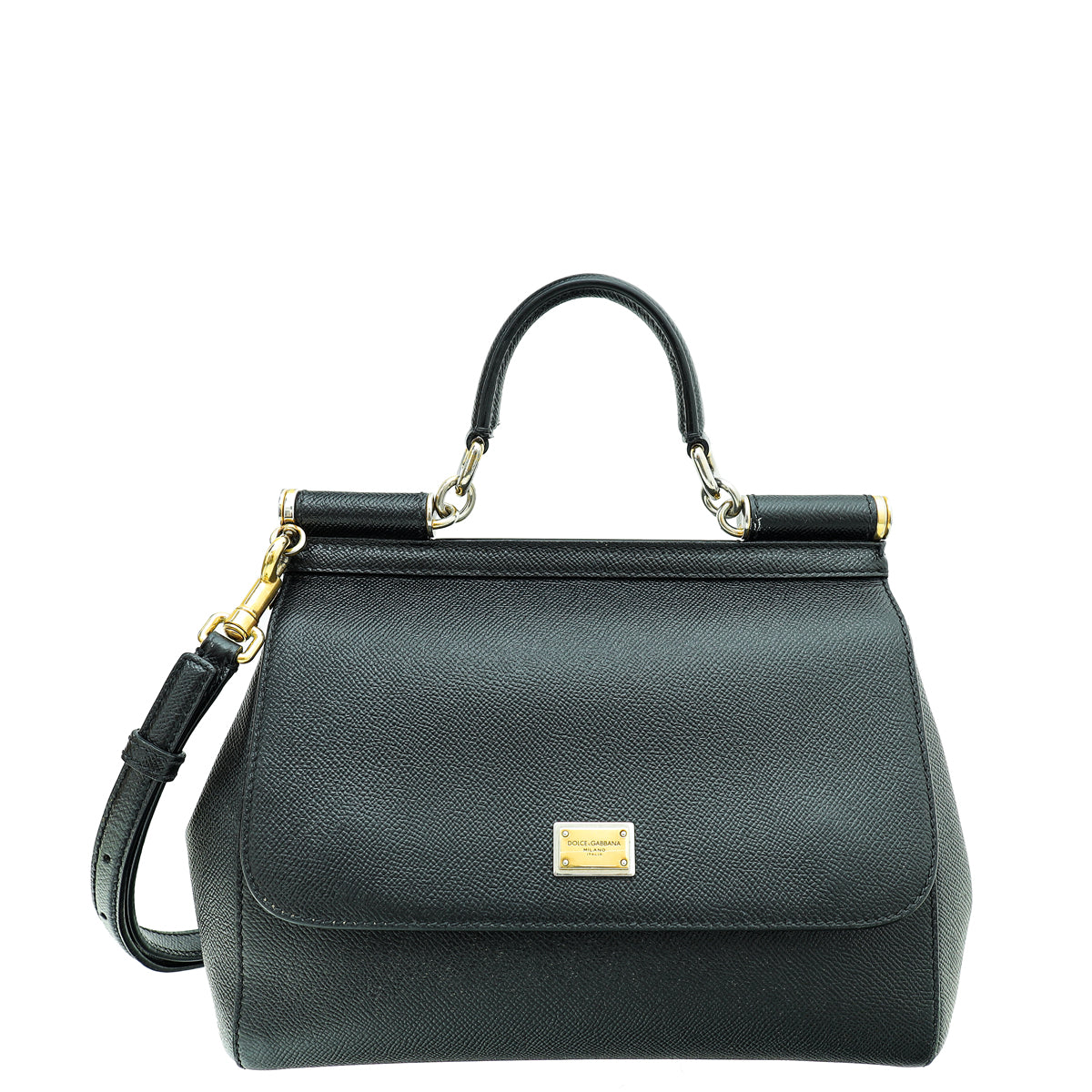 Dolce & Gabbana Black Dauphine Sicily Medium Bag-Dolce & Gabbana-THE CLOSET
