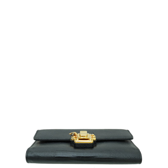 Dolce & Gabbana Black Lizard Embossed Lucia Von Bag