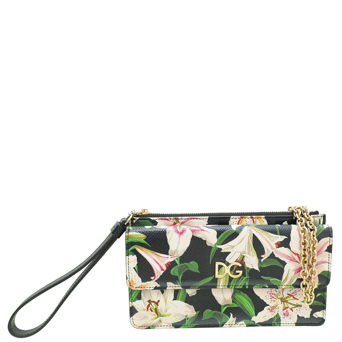 Dolce & Gabbana Black Multicolor Floral Print Flap Chain Crossbody Bag-Dolce & Gabbana-THE CLOSET