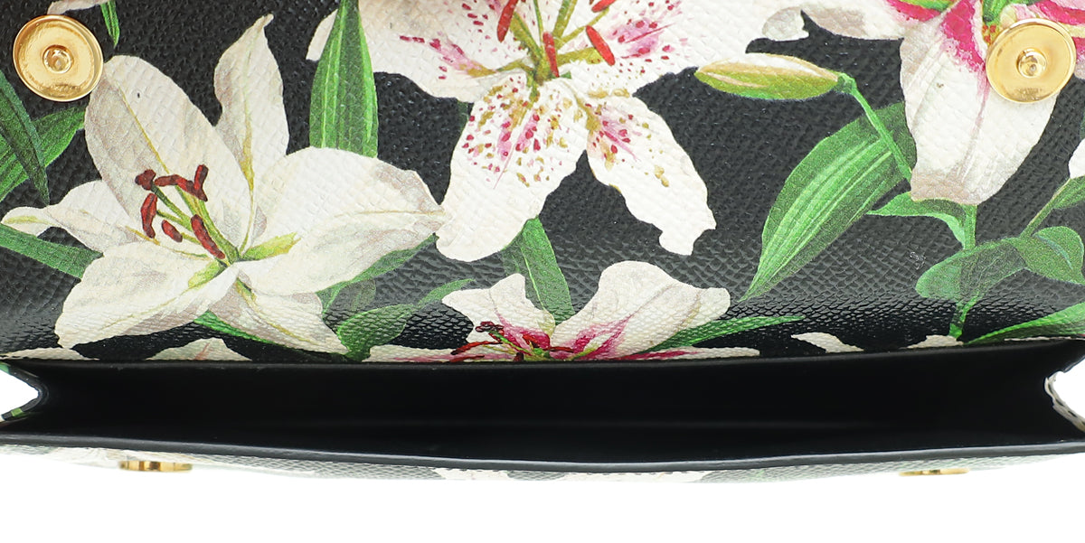 Dolce & Gabbana Black Multicolor Floral Print Flap Chain Crossbody Bag