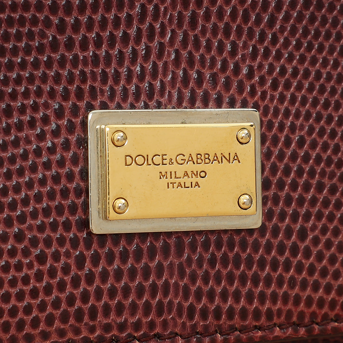 Dolce & Gabbana Burgundy Sicily Iguana Print Medium Bag-Dolce & Gabbana-THE CLOSET