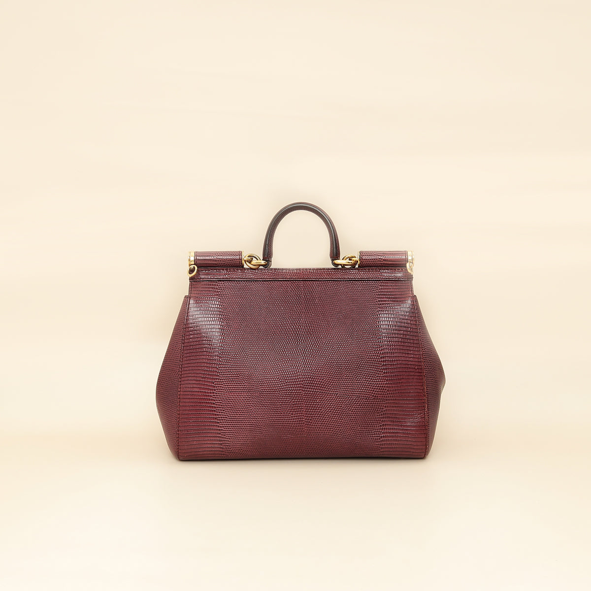 Dolce & Gabbana Burgundy Sicily Iguana Print Medium Bag-Dolce & Gabbana-THE CLOSET