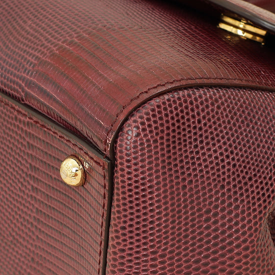 Dolce & Gabbana Burgundy Sicily Iguana Print Medium Bag-Dolce & Gabbana-THE CLOSET