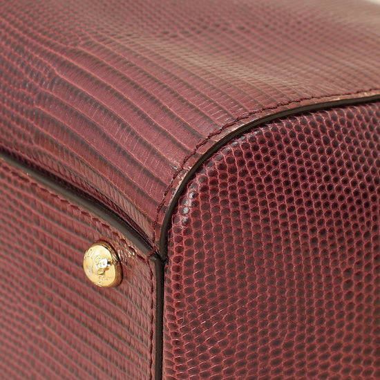 Dolce & Gabbana Burgundy Sicily Iguana Print Medium Bag-Dolce & Gabbana-THE CLOSET