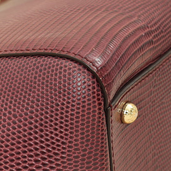 Dolce & Gabbana Burgundy Sicily Iguana Print Medium Bag-Dolce & Gabbana-THE CLOSET