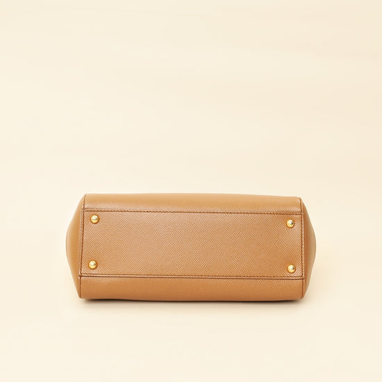 Dolce & Gabbana Brown Sicily Dauphine Medium Flap Bag-Dolce & Gabbana-THE CLOSET