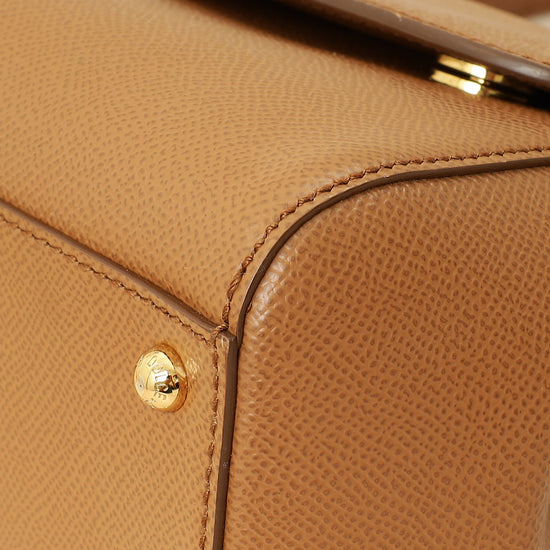 Dolce & Gabbana Brown Sicily Dauphine Medium Flap Bag-Dolce & Gabbana-THE CLOSET