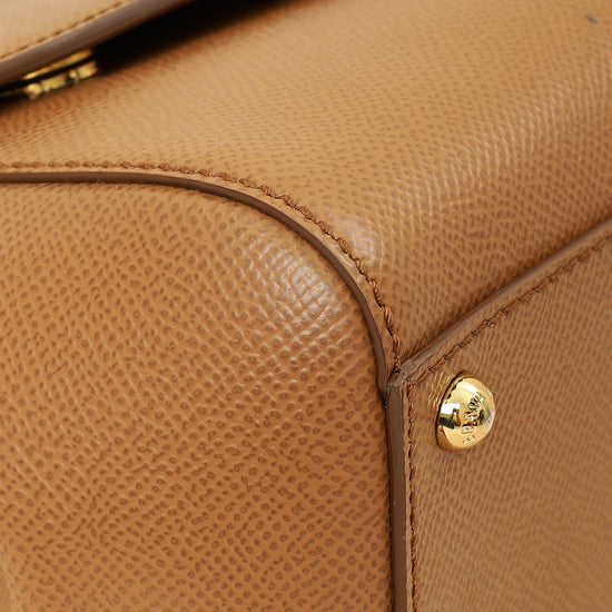 Dolce & Gabbana Brown Sicily Dauphine Medium Flap Bag-Dolce & Gabbana-THE CLOSET