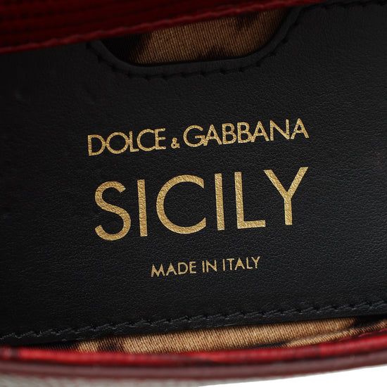 Dolce & Gabbana Red Iguana Print Crystal Sicily Small Bag