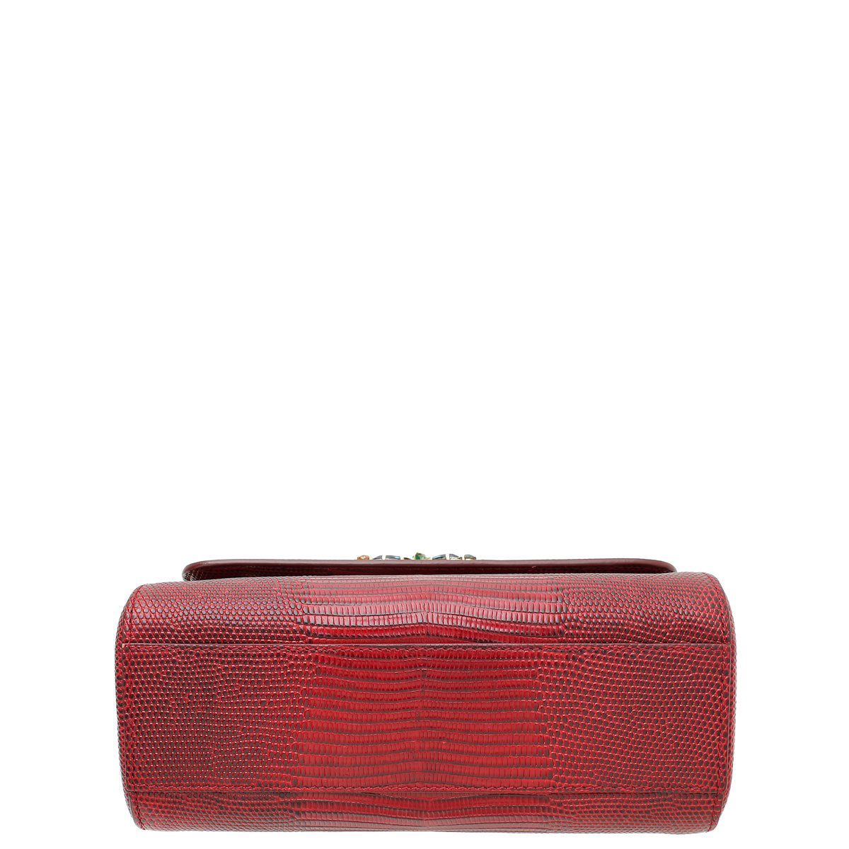 Dolce & Gabbana Red Iguana Print Crystal Sicily Small Bag