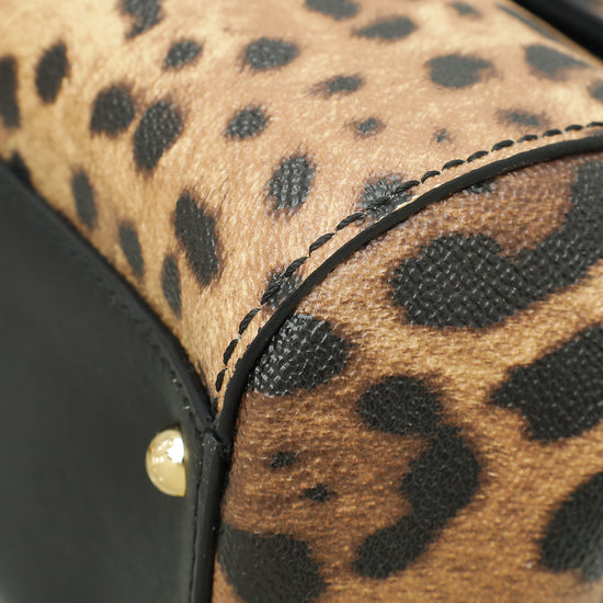 Dolce & Gabbana Bicolor Leopard Print Sicily Large Bag