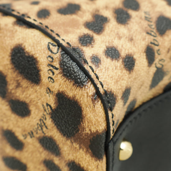 Dolce & Gabbana Bicolor Leopard Print Sicily Large Bag