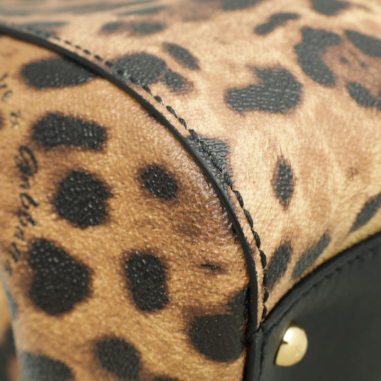 Dolce & Gabbana Bicolor Leopard Print Sicily Large Bag