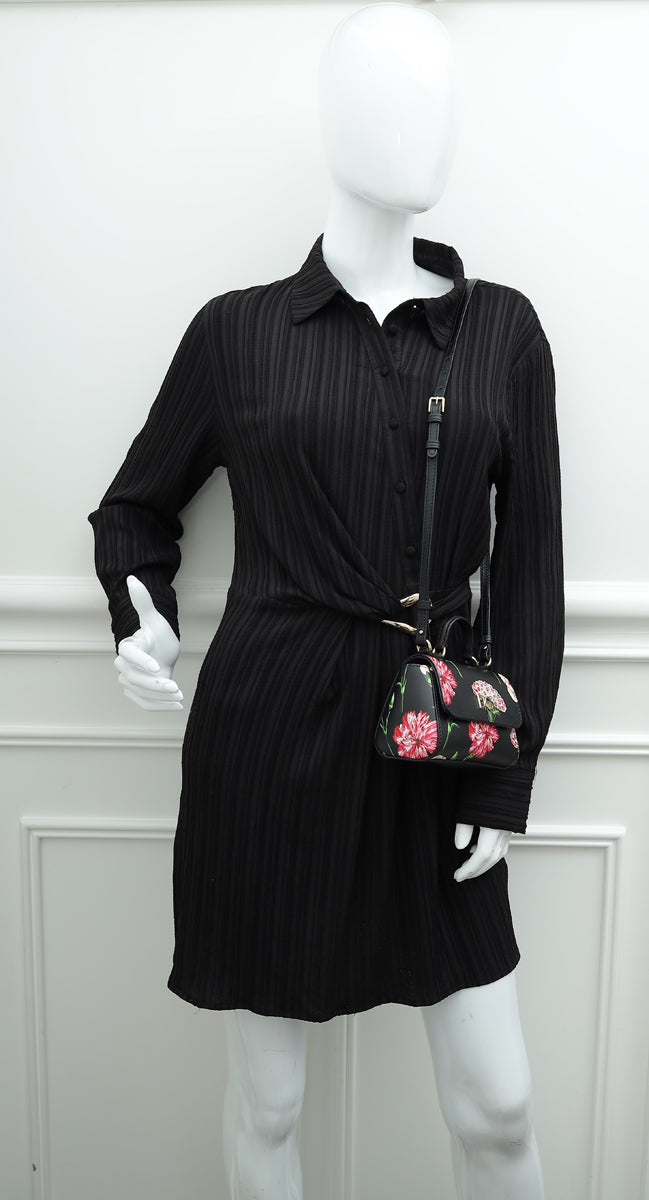 Dolce & Gabbana Black Multicolor DG Floral Print Top Handle Bag-Dolce & Gabbana-THE CLOSET