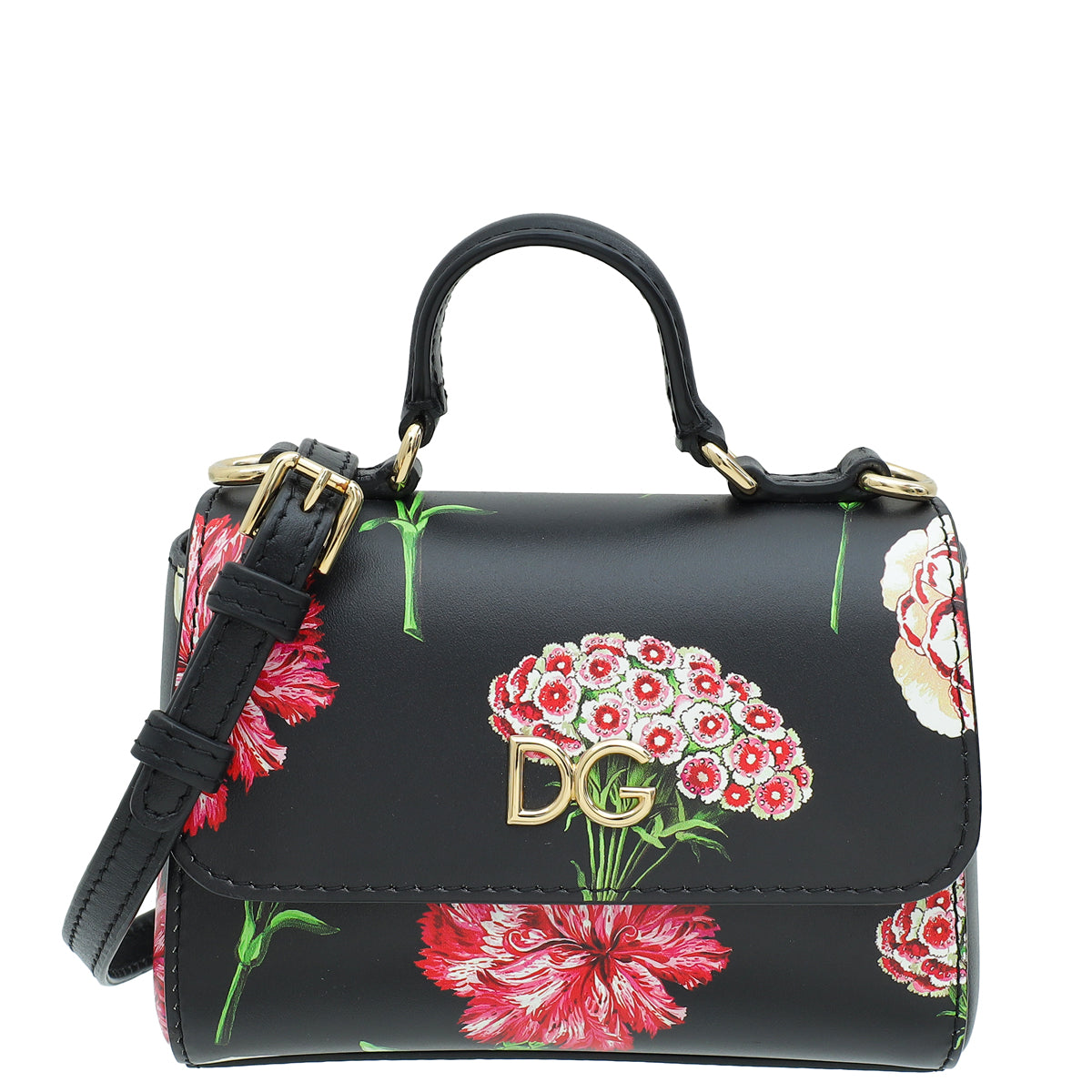 Dolce & Gabbana Black Multicolor DG Floral Print Top Handle Bag-Dolce & Gabbana-THE CLOSET