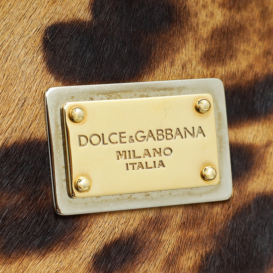 Dolce & Gabbana Bicolor Leopard Calf Hair Miss Charles Flap Bag