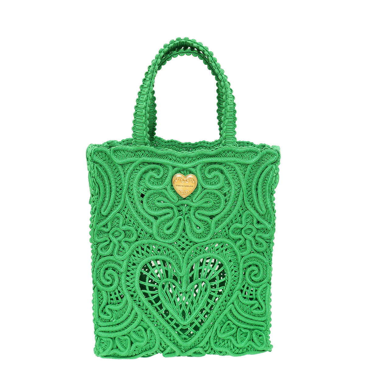 Dolce & Gabbana Green Small Cordonetto Lace Beatrice Tote Bag-Dolce & Gabbana-THE CLOSET