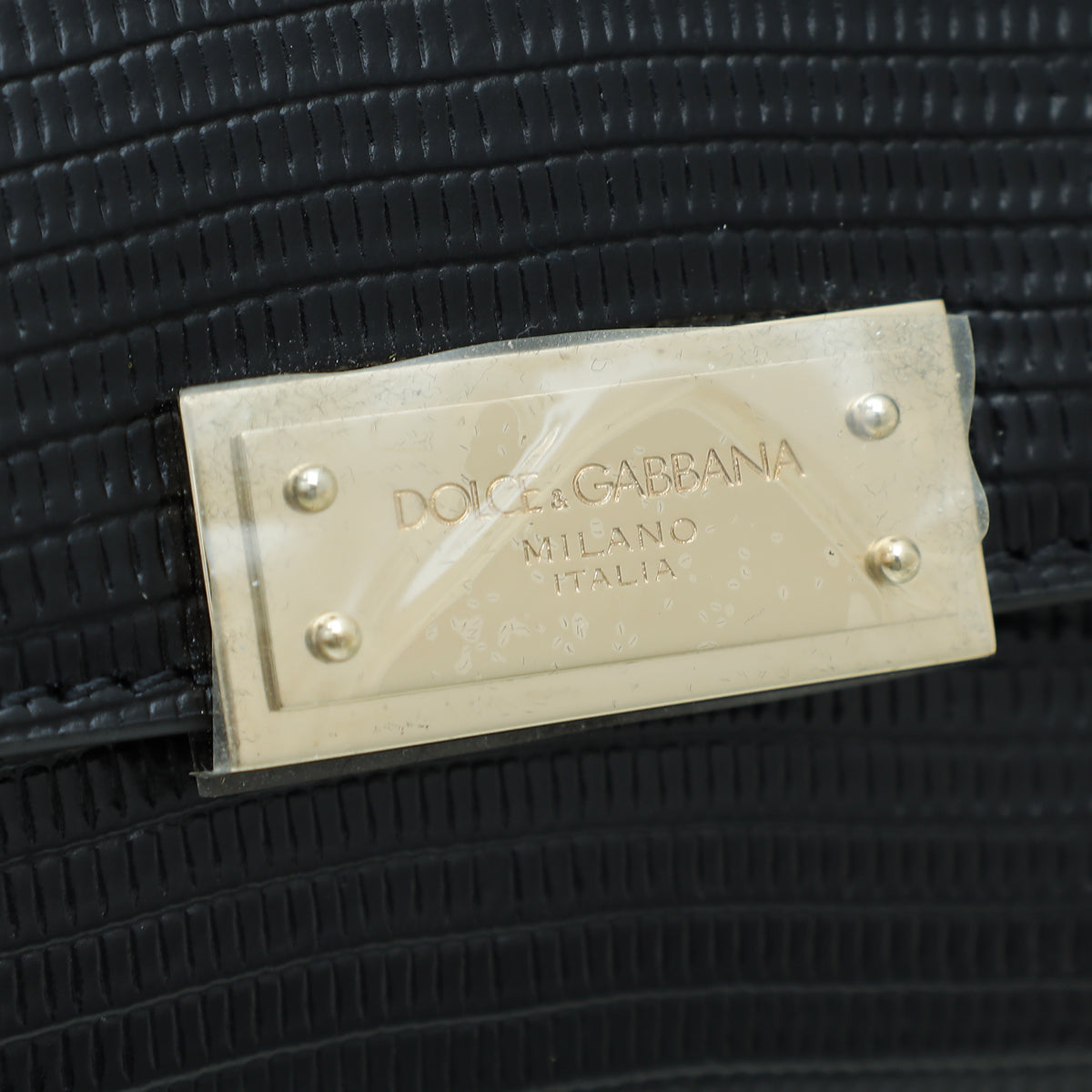 Dolce & Gabbana Black Lizard 90's Sicily Crystal Top Handle Bag