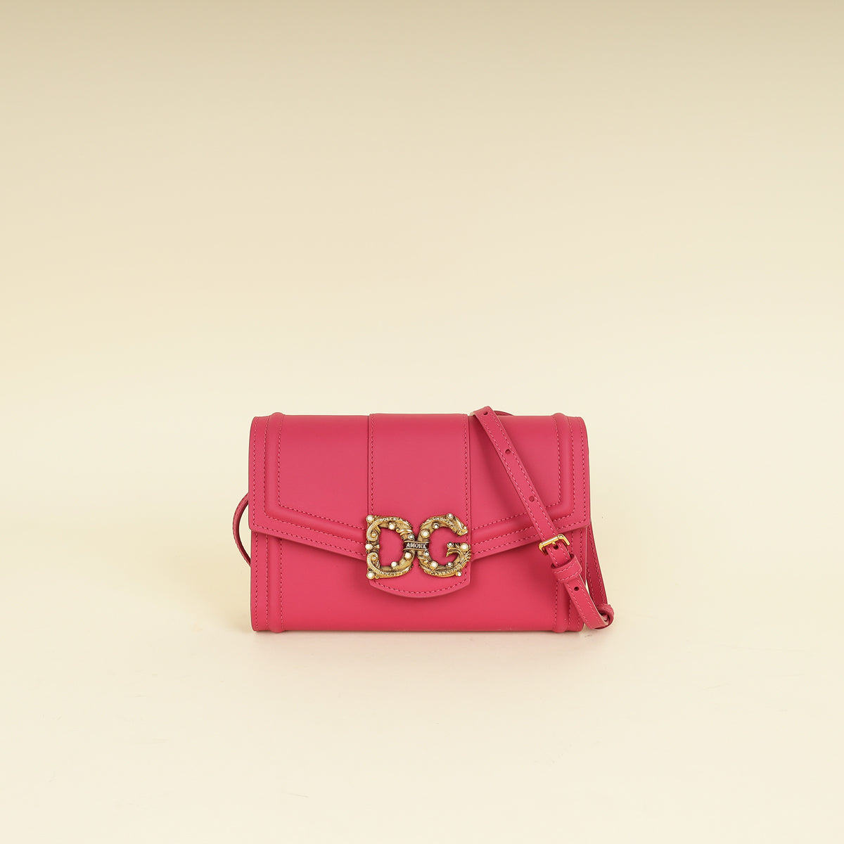 Dolce & Gabbana Fuchsia Leather Dg Logo Shoulder Bag