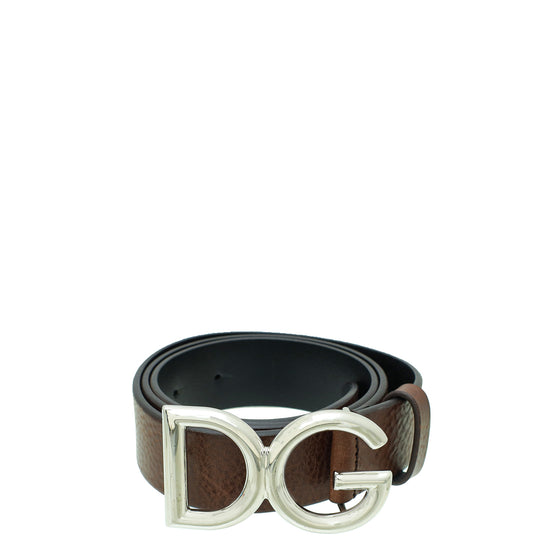 Dolce & Gabbana Brown DG Buckle Belt 36