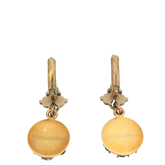 Dolce & Gabbana Black Crystal Flower Drop Earrings