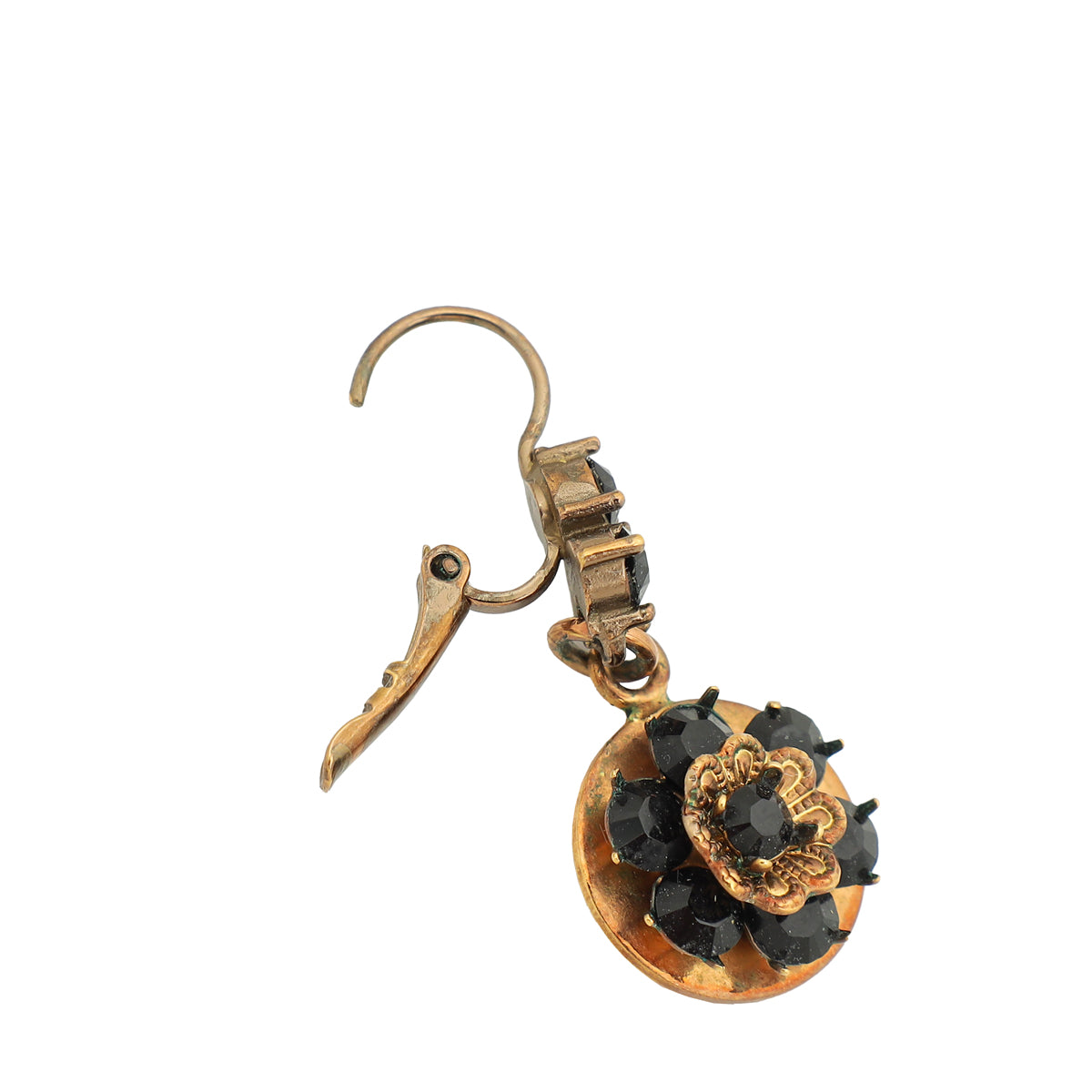 Dolce & Gabbana Black Crystal Flower Drop Earrings