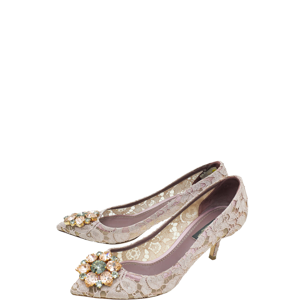 Dolce & Gabbana Pale Lilac Bellucci Lace Embellished Pump 36-Dolce & Gabbana-THE CLOSET