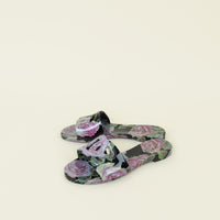 Dolce & Gabbana Black Multicolor Floral- Print Slides Sandal 36