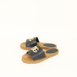 Dolce & Gabbana Black DG Espadrille Slides 37