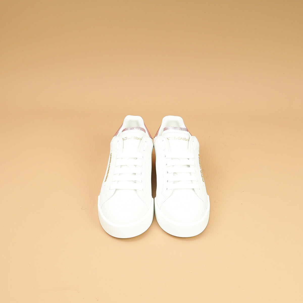 Dolce & Gabbana Bicolor Pearl-Detail Portofino Sneakers 37-Dolce & Gabbana-THE CLOSET