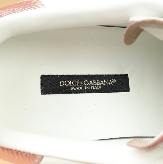 Dolce & Gabbana Bicolor Pearl-Detail Portofino Sneakers 37-Dolce & Gabbana-THE CLOSET
