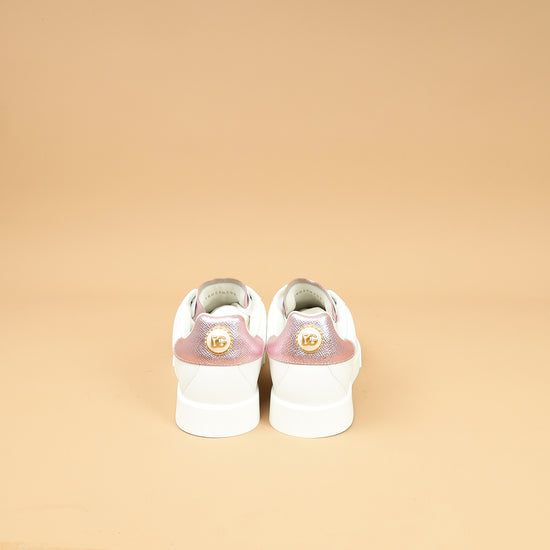 Dolce & Gabbana Bicolor Pearl-Detail Portofino Sneakers 37-Dolce & Gabbana-THE CLOSET