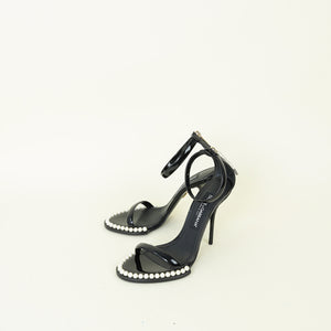 Dolce & Gabbana Black Keira Pearl 105 Sandals 38