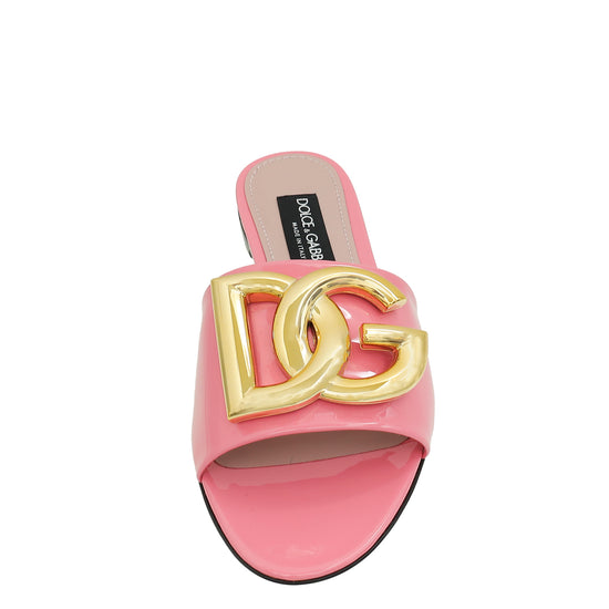 Dolce & Gabbana Pink DG Logo Slide Sandals 38