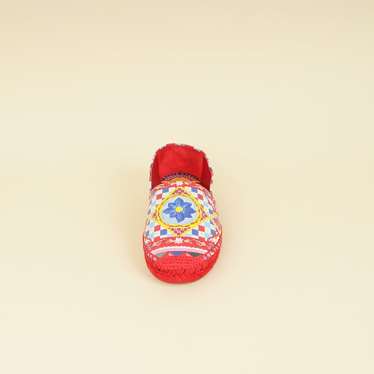 Dolce & Gabbana Red Multicolor Majolica Print Espadrille 39-Dolce & Gabbana-THE CLOSET