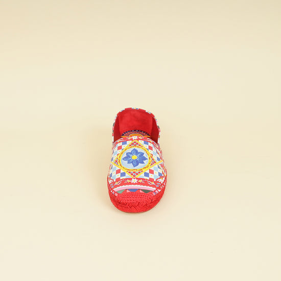 Dolce & Gabbana Red Multicolor Majolica Print Espadrille 39-Dolce & Gabbana-THE CLOSET