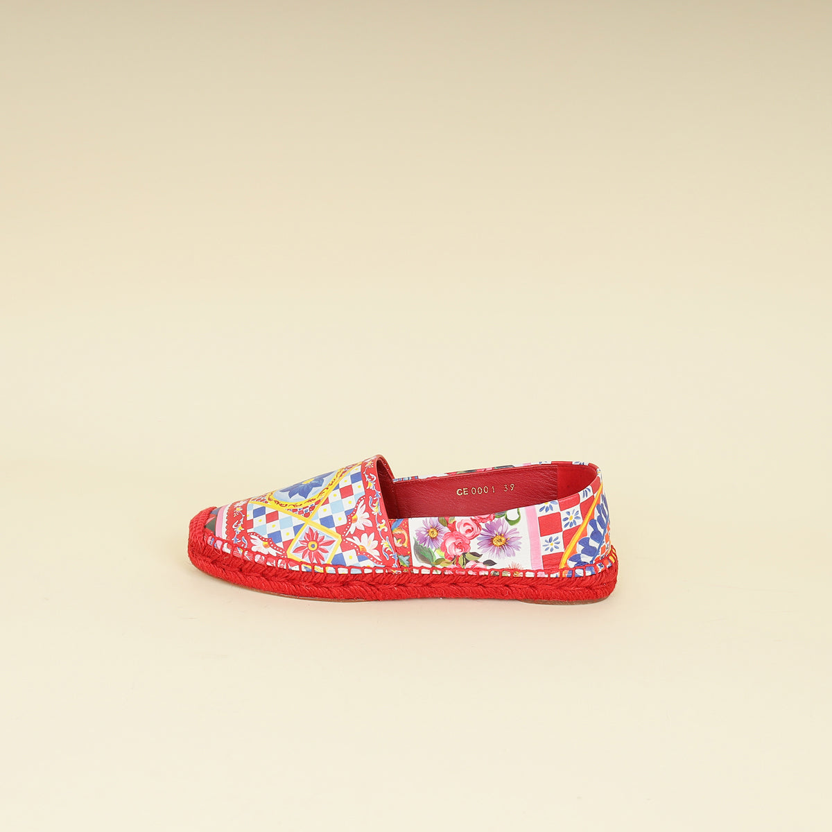 Dolce & Gabbana Red Multicolor Majolica Print Espadrille 39-Dolce & Gabbana-THE CLOSET