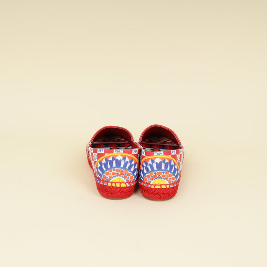 Dolce & Gabbana Red Multicolor Majolica Print Espadrille 39-Dolce & Gabbana-THE CLOSET