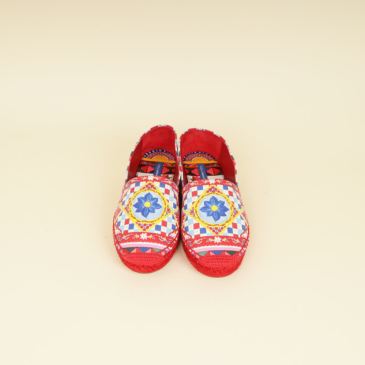 Dolce & Gabbana Red Multicolor Majolica Print Espadrille 39-Dolce & Gabbana-THE CLOSET