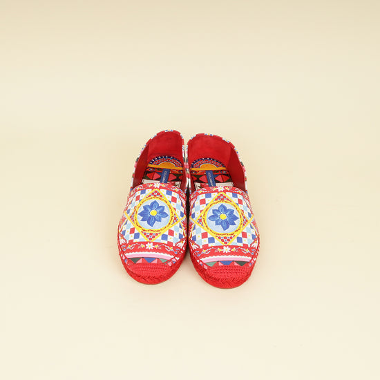 Dolce & Gabbana Red Multicolor Majolica Print Espadrille 39-Dolce & Gabbana-THE CLOSET